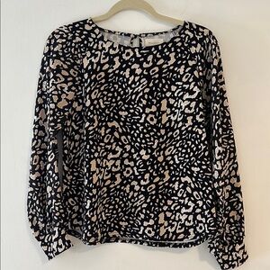MELLODAY Black and White Long Sleeve Boxy Blouse
